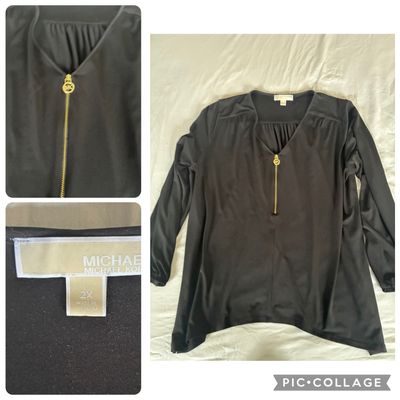 Michael Kors black v neck tunic w gold zipper Black tunic w gold MK zipper Women's 2X