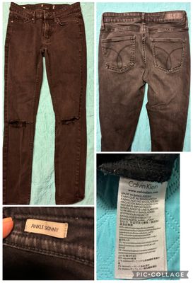 Guess ankle skinny black jean Ripped knees black great denim weight Women's 4