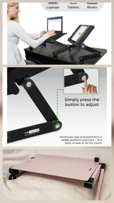 LAPTOP ADJUSTABLE TABLE DESK PINK 16 1/2" x 10 1/2 "