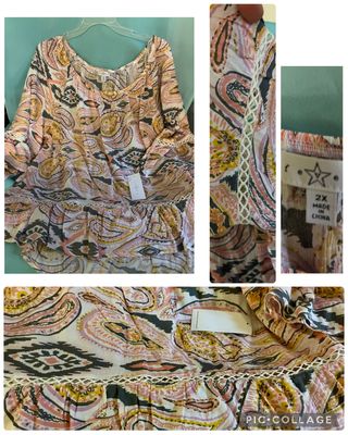 NEW W TAGS FEVER spring blouse NEW w tags spring blouse w bell sleeves & lace detail Women's 2X