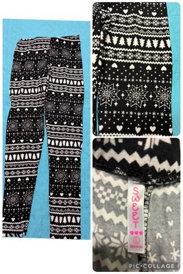 Sweet leggins size large fit like S/M Black white fair isle holiday print light leggings Women's - L