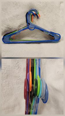 10 multicolor plastic hangers
