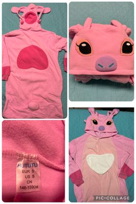HUTUTU Disney Angel onesie Stitchs  girlfriend Pink oversized hooded onesie w so many details Women's - S