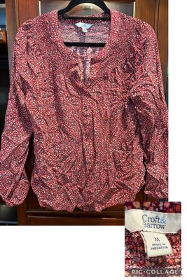 CROFT BARROW RED FLORAL BOHO  Women's - M