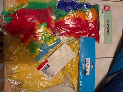 New lot of craft supplies Feathers and pompoms