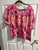 Loft Short sleeve pink shirt with orange flowers Women's - XL