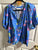 Loft Short sleeve blue shirt with pink and purple flowers Women's - XL