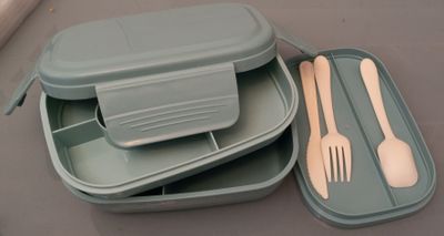 HOMETALL Stackable container with utensils 8 compartments, reusable utensils, dishwasher safe
