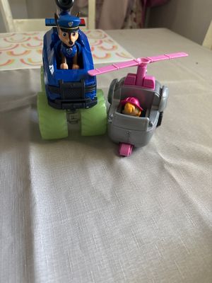 Paw patrol Chase and Skye truck and helicopter