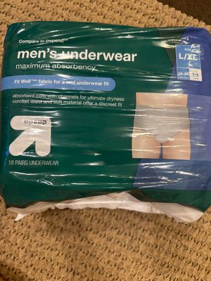 Brand new men's underwear compared to depends 18 Of them size large to extra large compared to depends