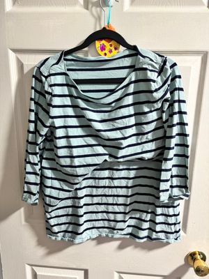 Merona Blue striped three quarter sleeve shirt Women's - XXL