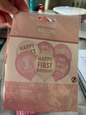 6 pieces happy first birthday balloons