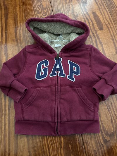 GAP Maroon zip hooded sweater 18-24 Months