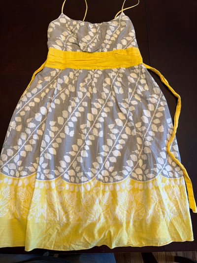 Grey and yellow dress with tie back  Women's - S