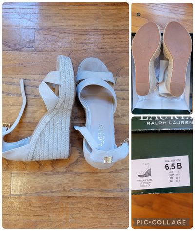 Ralph lauren Light color suede upper Espadrille wedge sandals 6-1/2 (Adult)