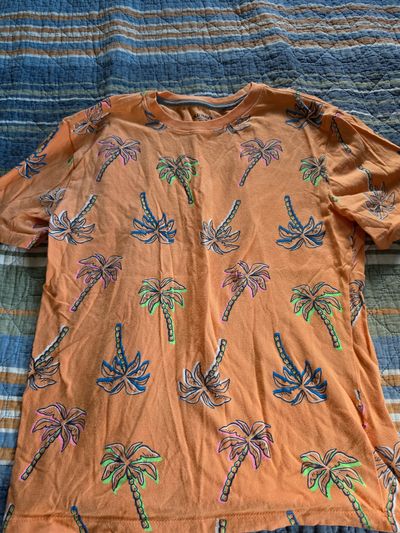 Old Navy Orange Palm Tree Shirt 14-16