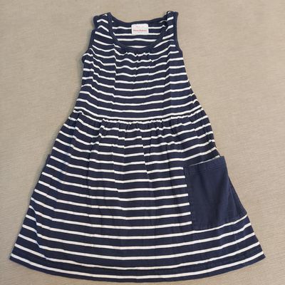 Hanna Anderson Blue and white striped dress 5T