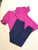 Lands End size 8 Maroon islet stretchy top navy leggings 7-8