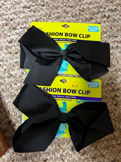 NEW 2 black hair bow clips paid $2.25each NEW 2 black hair bow with pinch clip