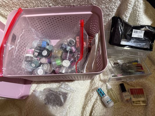 Multiple brands of dip powder and accessories Dip powder mega bundle - liquids, powders, swatches, drill bits!