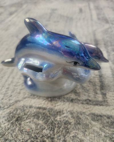 Ceramic dolphins small bank