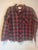 Free Assembly Black collard button up red, blue, green plaid 14-16