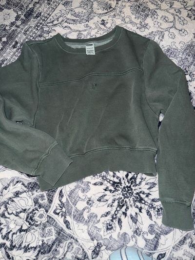 PINK Green long sleeve cropped sweatshirt Junior S - 2