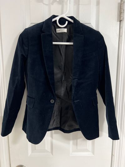 H&M Dark blue blazer very elegant velvet 10-12