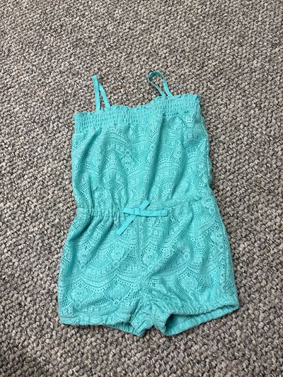 Childrens place Teal lace shorts romper 4T