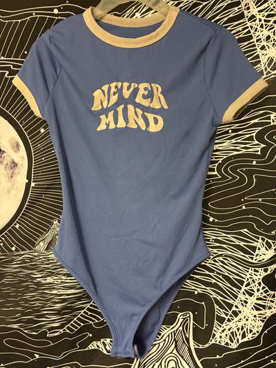 NEW Shein body suit w snaps NEW blue NeverMind body suit w rib design Junior S - 2