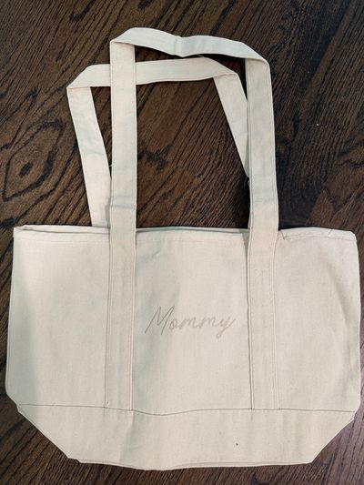 Cream tote bag Mommy tote bag with zipper pocket 2 available