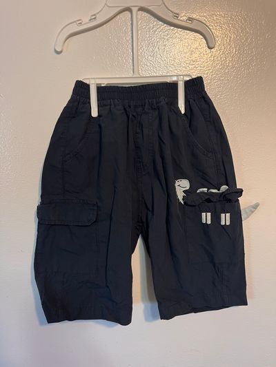 Unknown Navy Blue Cargo Shorts w Dinosaur detail 3T