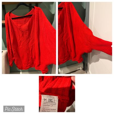 Plus size Plus size red bat wing sweater Women's 3X
