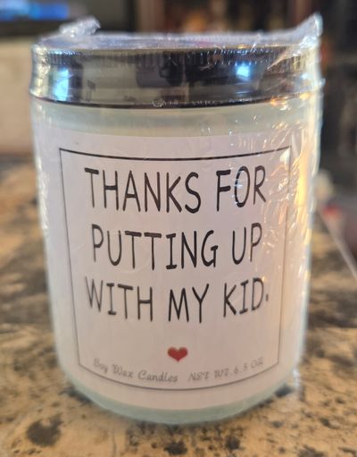 Brand New putting up with my kid soy candle 6.3oz