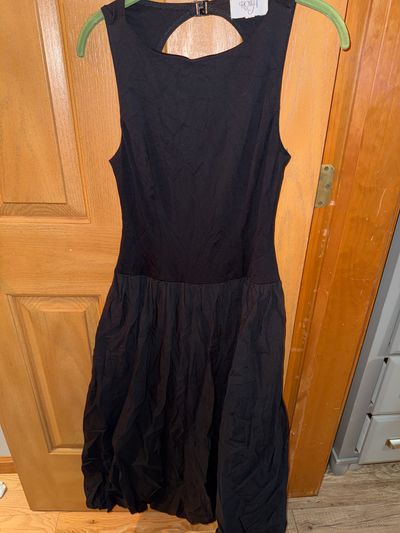 Row A Black mixed fabric open back dress - worn once Women's - S