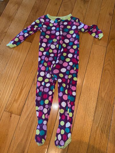 Children's place Long sleeve purple polka dot footie pajama 18-24 Months