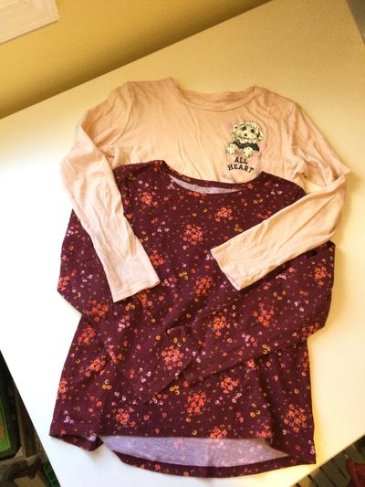 Old Navy LS maroon floral n pale pink all heart 10-12