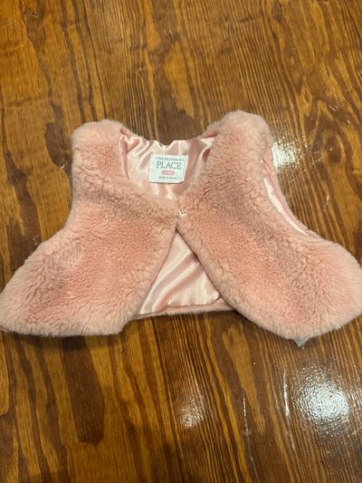 Childrens place Pink faux fur vest 3-6 Months