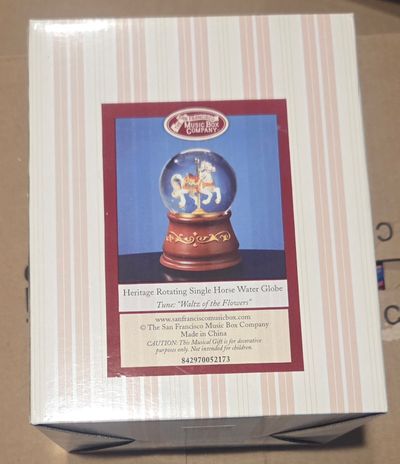 Brand New San Francisco Music Box Company HERITAGE Rotating Single Horse Water Globe