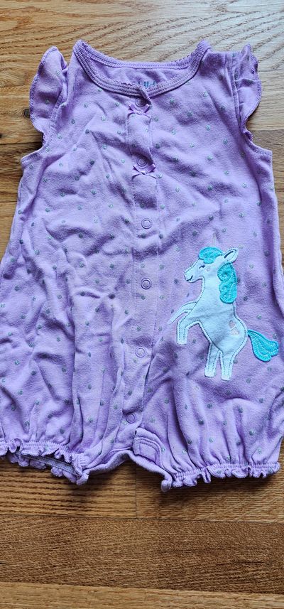 Child of Mine Like new Unicorn purple sleeveless bodysuit 6-9 Months