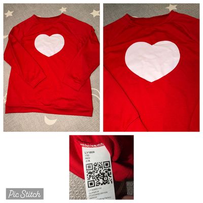 Long sleeve Red shirt with big white heart 14-16