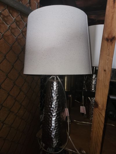 Set of 2 lamps with shades , silver metallic Marshalls