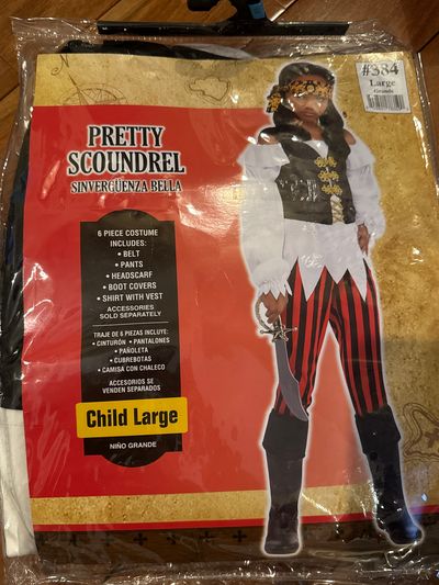 Brand new pretty scoundrel six piece costume Child size large fits size 12 to 14 years