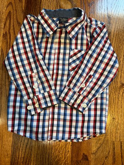 US Polo button down shirt Blue and red plaid 2T