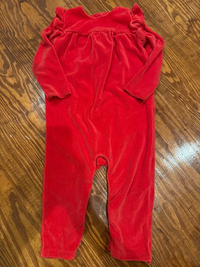 Polo Ralph Lauren Red velour pantsuit 12 Months