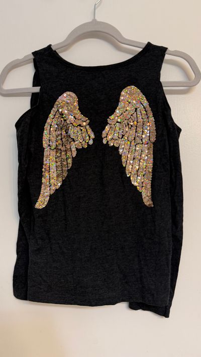 Childrens Place Sequin Wings cold shoulder 10-12