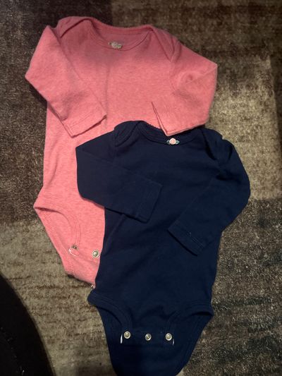 carters pink and navy long sleeve onesie  3 Months