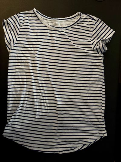 Childrens Place Navy and white striped shirt 10-12