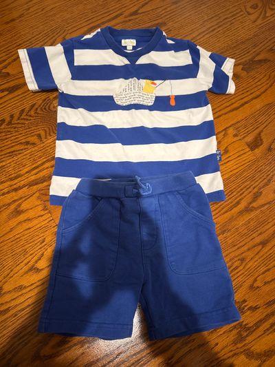Le Top Short blue set with duck 2T