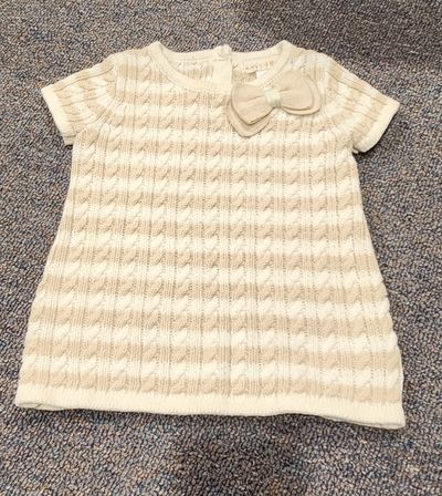 Maggie and Zoe White and beige sweater dress 3-6 Months